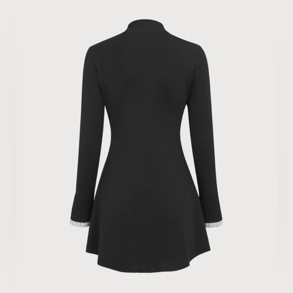 NWT RIHOAS Black Contrasting Long Sleeve Sweater Mini Dress - Picture 7 of 9